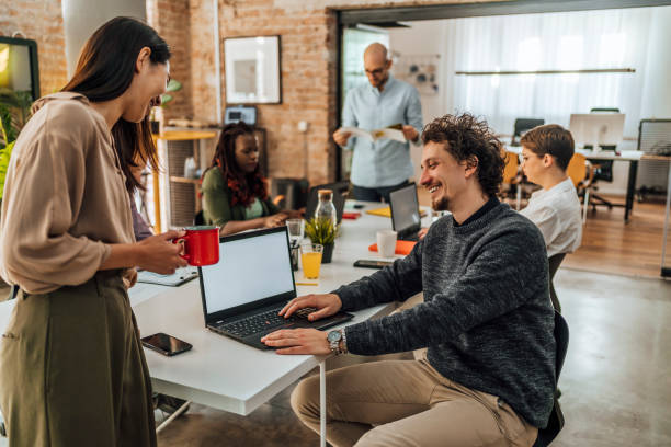 istock Office colleagues having casual discussion in the office 1481739405