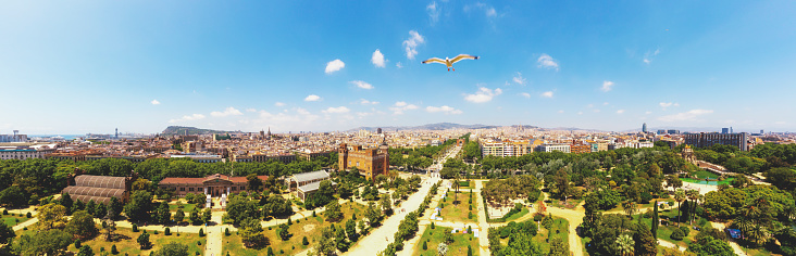 Aerial view of Parc de La Ciutadell\nin Barcelona Spain