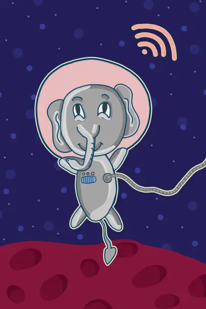 Vector illustration of Elephant in space