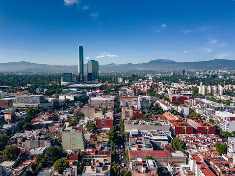 Del Valle neighborhood cityscape, Mexico City, view towards south