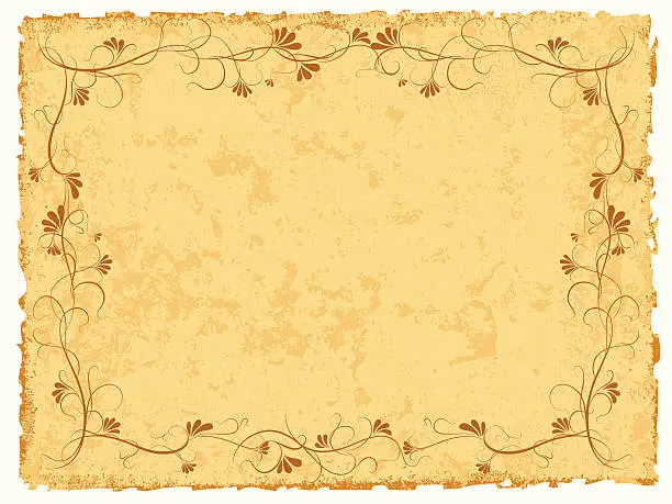 Vector illustration of ancient paper with floral ornament