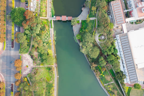 istock Modern urban sustainability, urban parks and rooftop solar panels 1481756034