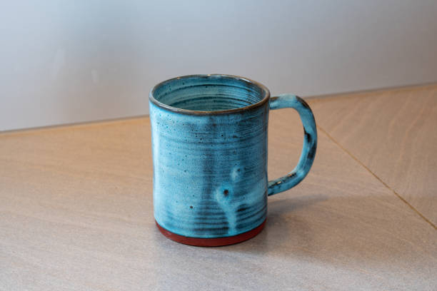 Handmade ceramic mug made on the potter's wheel