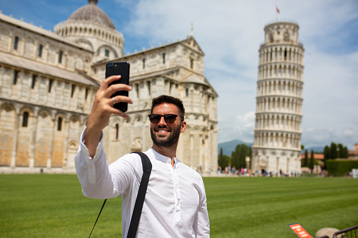 Taking pictures of the Leaning Tower