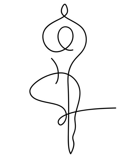 Yoga asana one line drawing. Women body isolated Yoga asana one line drawing. Women body shape fitness workout concept. Continuous art, linear vector illustration. Logo design for Pilates studio. Abstract minimal artwork. Wellbeing icon workout logo stock illustrations