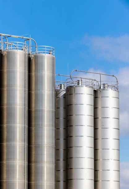 istock Stainless steel silos against the blue sky. 1481759389