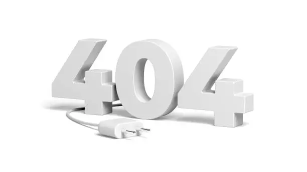 Photo of 404 error isolated on white background. Page not found.