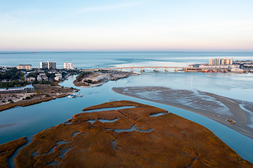 Aerial View of the Lynnhaven Inlet The River and the Chesapeake Bay in Virginia Beach