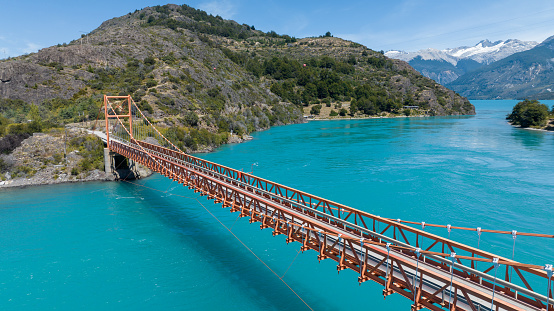 Aerial view of General Carrera Lake in chilean patagonia.