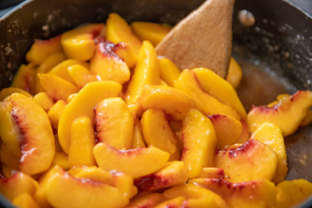 Peaches, Cobbler stock photo