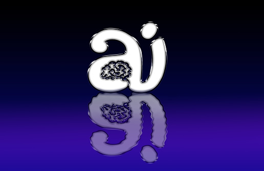 AI symbol on a reflective background