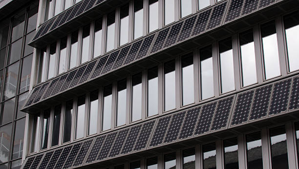 Building Facade With Solar PVs stock photo