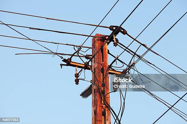 Electric Line Stock Photo - Download Image Now - Architectural Column, Cable, Chaos