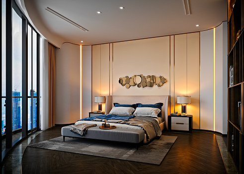 Luxury Hotel Room Interior, 3d render.