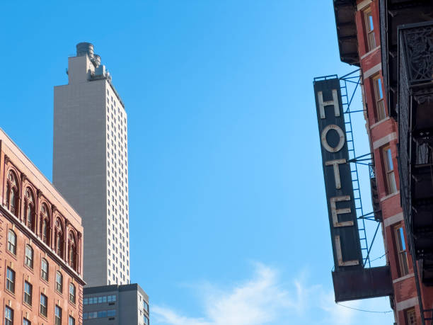 istock Hotel sign in the city 1481778980