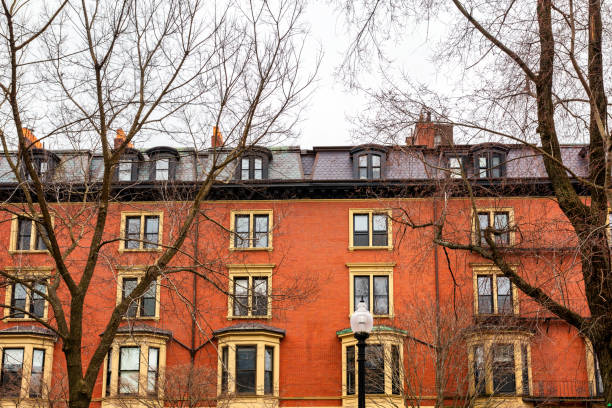 커먼 웰스 애비뉴 아키텍처 - 백 베이 - 보스턴 매사추세츠 - boston back bay residential district architecture 뉴스 사진 이미지