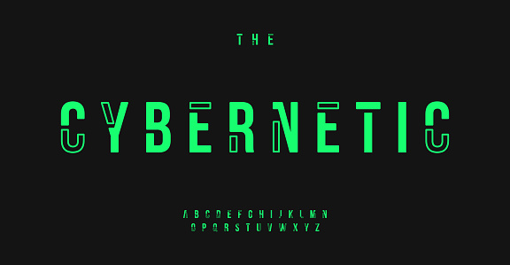 Cyber alphabet, futuristic high letters, geometric font for cybernetic logo, HUD text, electronic tech monogram, hitech headline, matrix typography, hacker typo graphic. Vector typographic design.