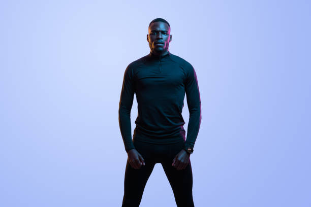 istock Self assured young black male athlete standing in studio 1481789376