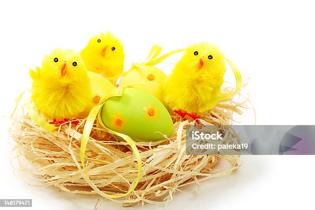 Photo libre de droit de Oeufs De Pâques Au Nid banque d'images et plus d'images libres de droit de Aliment - Aliment, Blanc, Couleur verte