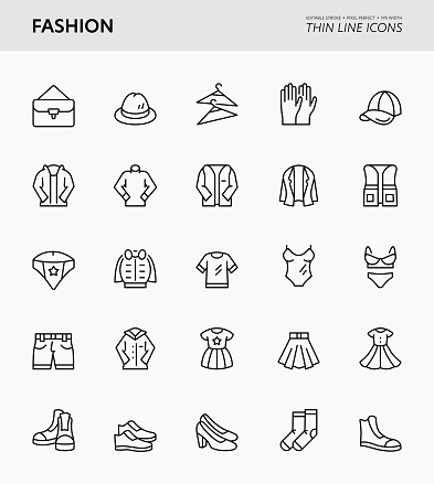 Fashion Editable Stroke Thin Line Icons