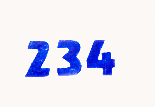 Blue TIle Address: 234 on White Background