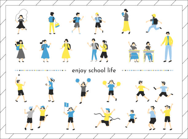 Elementary School Student's School Life Illustration Material Collection Elementary School Student's School Life Illustration Material Collection state school stock illustrations