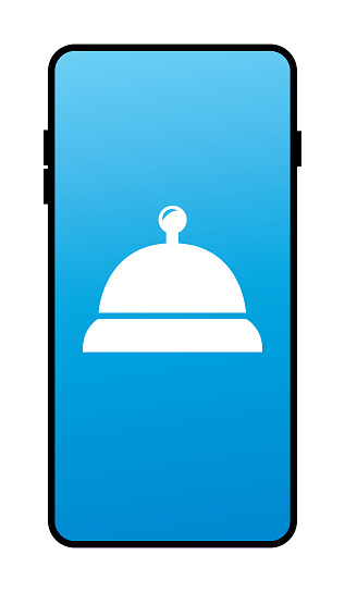 Vector illustration of a white desk bell on a smart phone.