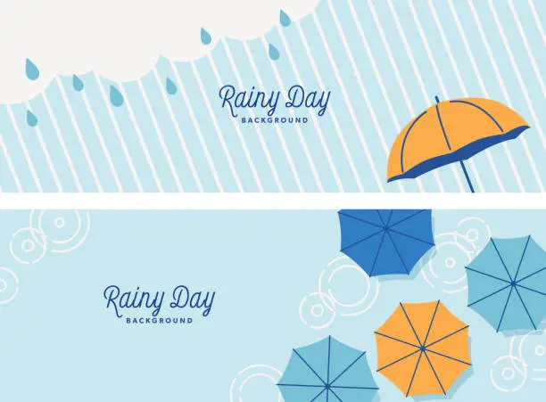Vector illustration of Rain image background banner set