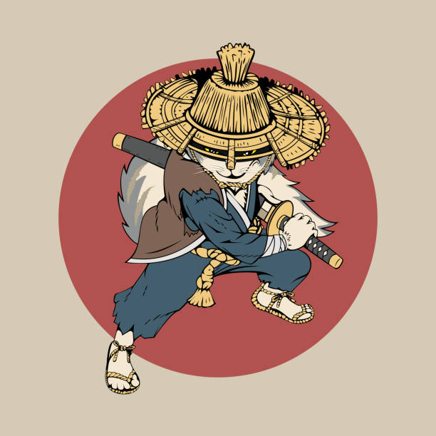 Ronin Puss , Samurai Cat, or Ronin Neko vector illustration vector art illustration