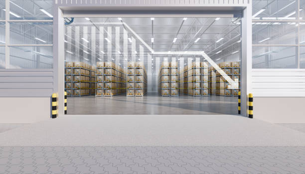 istock 3d rendering of warehouse or distribution center. 1481813685