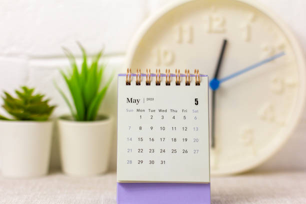 istock Calendar for May 2023 on the desktop for managing and planning every day. 1481819125