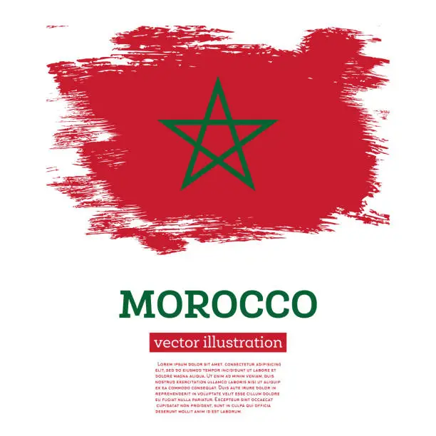 Vector illustration of Morocco Flag with Brush Strokes. Independence Day.