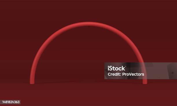 Red Curved Rod Arch 3d Decor Element Showcase Studio Background ...
