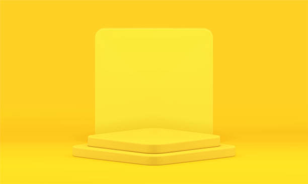 istock 3d pedestal promo foundation yellow geometric studio background minimalist platform realistic vector 1481824665