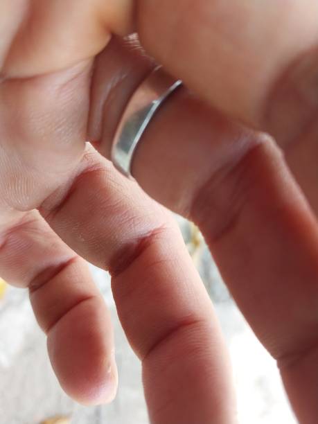 istock Close-up of Hand Fingers with Silver Ring 1481824723