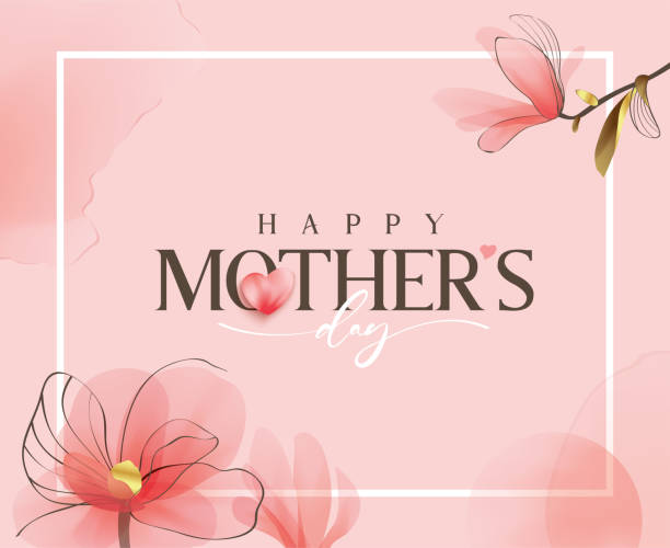 Happy Mother's Day Happy Mother's Day Calligraphy abstract art background vector. Luxury minimal style wallpaper with golden line art flower and botanical leaves, watercolor. Vector background for banner, poster. mothers day stock illustrations