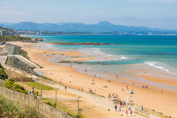istock Cote des Basques beach and Pyrenees mountain in the background in Biarritz 1481829935