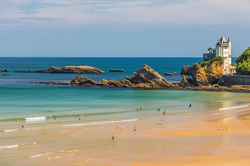 Cote des Basques beach in Biarritz during summertime in France