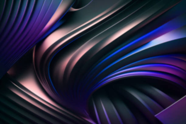 istock Abstract gray purple waves of repeating shiny stripes. 1481834288