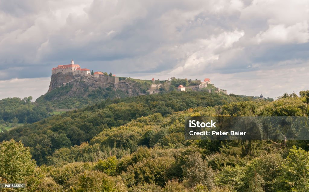 dramatic scenery of riegersburg dramatic scenery of riegersburg in styria before heavy rain Agriculture Stock Photo