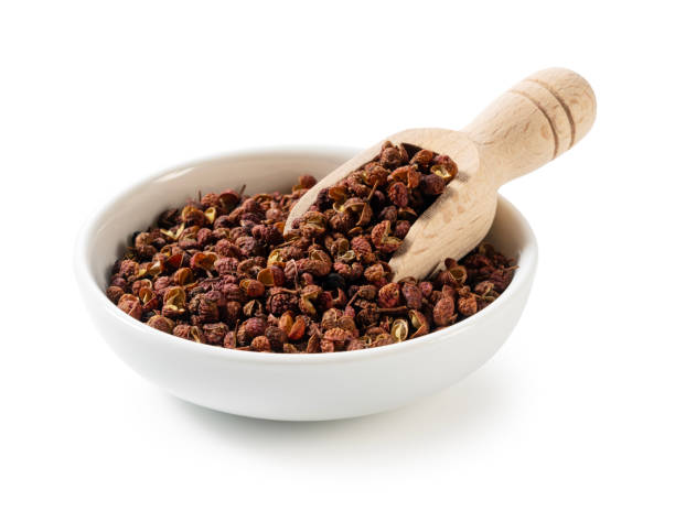 istock Sichuan pepper in a white bowl set against a white background. 1481837423