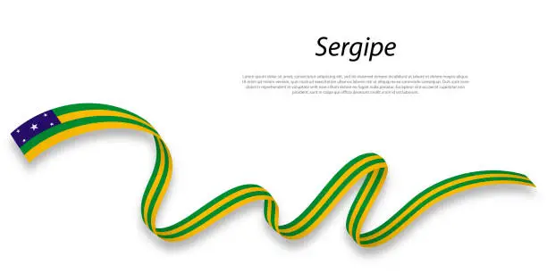 Vector illustration of Waving ribbon or stripe with flag of Sergipe
