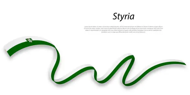 Vector illustration of Waving ribbon or stripe with flag of Styria