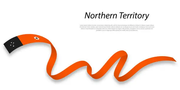 Vector illustration of Waving ribbon or stripe with flag of Northern Territory