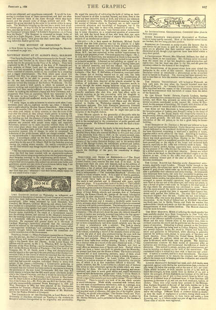 istock Old Victorian newspaper page, 1880s, 19th Century 1481841937