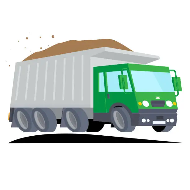 Vector illustration of Truck with sand. Construction transport