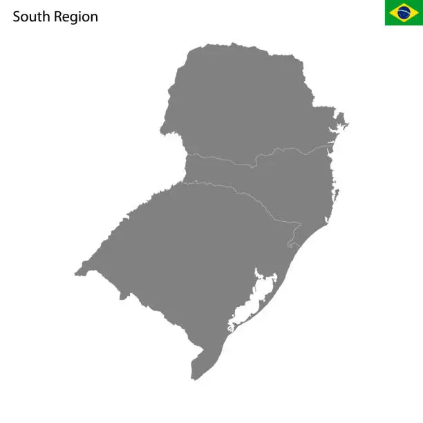 Vector illustration of High Quality map South region of Brazil, with borders