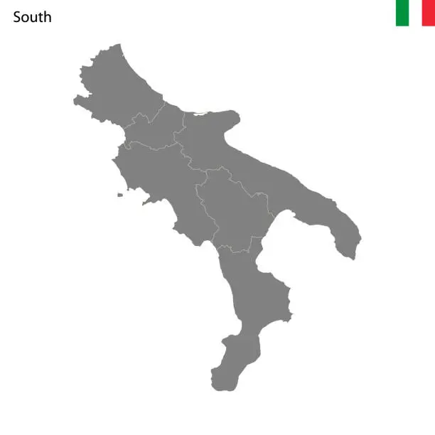 Vector illustration of High Quality map South region of Italy, with borders