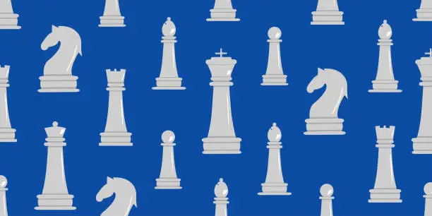 Vector illustration of Set of chess pieces pattern in trendy style