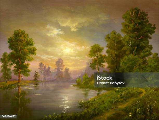 Sommer Am Abend Stock Vektor Art und mehr Bilder von Gemälde - Gemälde, Landschaft, Natur